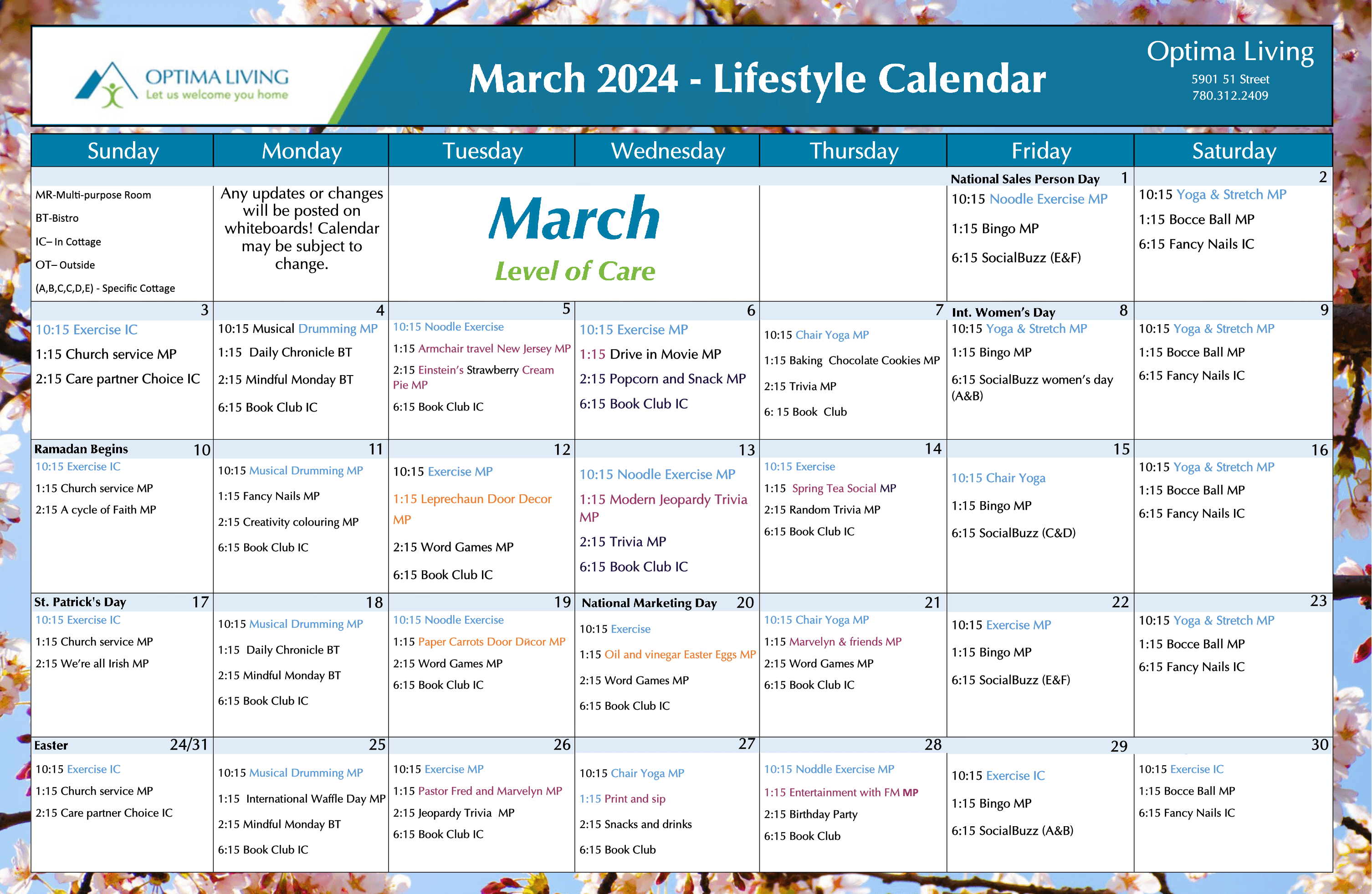 Sagebrush March 2024 event calendar